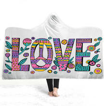 Любовь слова 3D плюшевый, с принтом с капюшоном одеяло для взрослых и детей зима теплый носимый флис на заказ плед 2024 - купить недорого
