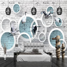 3D-обои Milofi на заказ, настенные 3D-обои, стерео, современный минималистский фон для стены, Белый журавль, декоративная живопись, декоративная живопись 2024 - купить недорого