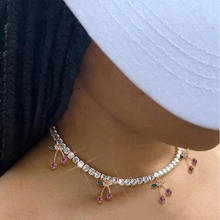 Новое модное ожерелье с кулоном в виде красно-розового вишневого кристалла для женщин, роскошное ожерелье с блестящими стразами, свадебные украшения 2020, вечерние ювелирные изделия, подарок 2024 - купить недорого