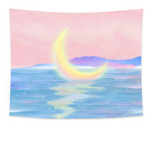 Pink Moon Tapestry Wall Hanging Pink Sea Waves Seaside Scenic Tapestries Wall Decor Dreamlike Color Tapiz Polyester Home Decor 2024 - buy cheap