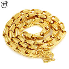 Colar masculino de ouro, colar espesso de ouro da moda, 24k, corrente de ouro grande, tubo hexagonal, joia de luxo, presente 2024 - compre barato
