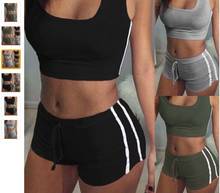 Sexy Women 2PCS Yoga Set Female Sleeveless Tank Top Bra Fitness Shorts Running Gym Sports Clothes Suit 2024 - buy cheap