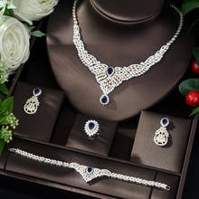 HIBRIDE-Conjunto de joyería de boda con Zirconia cúbica, joyería nupcial con incrustaciones de cristal de lujo, regalos para N-60 nupcial, lo último en gota de agua 2024 - compra barato