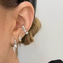 2022 New Dangle Charm Earrings Cheap Factory Delicate Lovely Cute Long Spike Drop Big Cz Paved Trendy Simple Geometric Jewelry 2024 - buy cheap