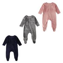Newborn Infant Baby Girl Boy Romper Clothes Velvet Solid Long Sleeve Single Breasted Romper Jumpsuit Outfits 2024 - buy cheap