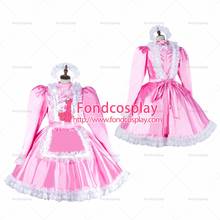 Fondcosplay adulto sexy cruz vestir sissy maid curto bebê vestido de cetim rosa com fechadura uniforme avental traje sob medida [g2051] 2024 - compre barato