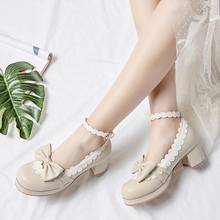 Lolita tea party shoes Japanese bow thick with round head sweet student princess shoes women cos Lolita loli  Victoria Kawaii 2024 - buy cheap