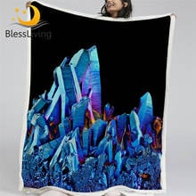 Blessliving quartzo 3d cobertores para cama arco-íris colorido sherpa cobertor de cristal peludo cobertor gem preto cama mantas de cama 2024 - compre barato