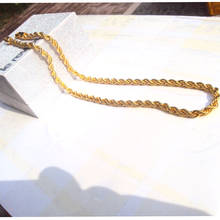 "Xp" Высококачественная веревочная цепь 6 мм 24 к желтый тонкий твердый Золотой GF толстая веревка скрученный Плетеный мужской хип хоп 60 см "ожерелье 2024 - купить недорого