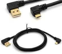 Позолоченный USB 2,0 A левый угол к Micro B правый угловой кабель для синхронизации данных и зарядки кабель (черный, 1 м/3F) (1 м) 2022 - купить недорого