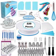 DIY Cake Decorating Bakery Tools Kit Cake Turntable Nozzle Set 220Pcs Pastry Tube Fondant Tool Kitchen Dessert Baking Supplies 2024 - buy cheap