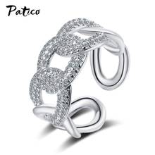 New Geomentric Twist Circle Chain Sterling Silver 925 Ring for Women Open Adjustable Size Ring Fine Jewelry Party Gift 2024 - buy cheap