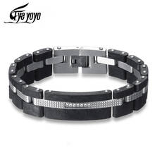 High Quality Carbon Fiber Cubic Zirconia Bracelet Bangles Men Black Silver Color Health Bracelets For Men Fashion Jewelry 2024 - buy cheap