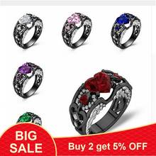 Fashion Angel Wings Ring Black Gold Filled 925 silver Heart Shaped AAAAA cz Party Wedding Band Rings for women men Jewelry Gift 2024 - buy cheap