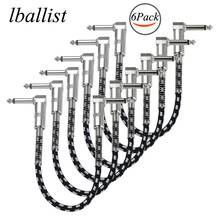 lballist 30cm Fabric Braided 90 degree 1/4'' Jack 6.5mm to 6.5mm OFC Audio Cable For Effector Electric Guitar Mixer 6Pack 2024 - buy cheap