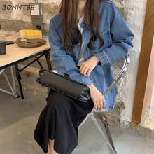 Women Shirts Solid Denim Female Tops Autumn High Quality Retro Elegant All-match Outwear Office Trendy Simple Chic Ins Loose New 2024 - buy cheap