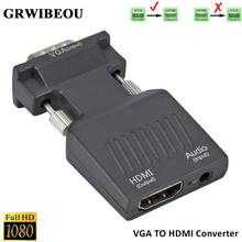 Grwibeou-convertidor VGA macho a HDMI hembra, cable adaptador de Audio 720/1080P para HDTV, Monitor, proyector, PC, portátil, TV Box, PS3 2024 - compra barato