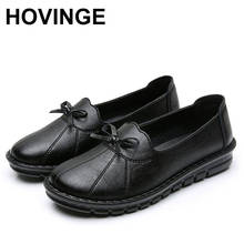 HOVINGE 2020 New Spring Autumn Fashion Genuine Leather Women Flat Shoes Ladies Soft Casual Slip On Work Shoes Single Mother Shoe 2024 - buy cheap
