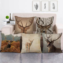 45cm*45cm  wild animals deer  design throw cushion cover linen/cotton sofa  pillow cover decorative pillow case 2024 - buy cheap