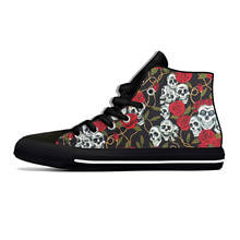 Sugar Skull-zapatos de tela informales para hombre y mujer, zapatillas de deporte con estampado 3D, ligeras, transpirables, de moda, Vintage, Rosa 2024 - compra barato