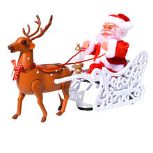Электрические рождественские игрушки, подарки Санта и сани Модель автомобиля игрушки Рождественский олень Санта Клаус фигурки детей Рождественский подарок 2024 - купить недорого