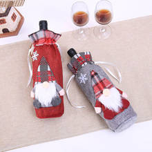 Elegante sostenedor de botella de vino de Navidad bolsas Navidad muñeco de nieve tema cubierta de Santa Claus lindo regalo de decoración de vino nueva funda de botella de Navidad 2024 - compra barato