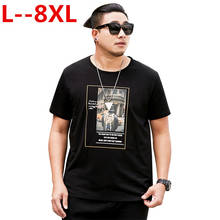 2020 NEW 8XL 7XL 6XL  Elastic Mens T-Shirt O-Neck short Sleeve Men T Shirt For Male Big Size Cotton T Shirt Business Man Tees 2024 - buy cheap