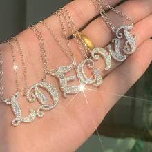 Colgantes de 26 letras hechas a mano para mujer, collar con colgante de boda de plata de ley 100% auténtica AAAAA Cz, joyería de fiesta nupcial 2024 - compra barato