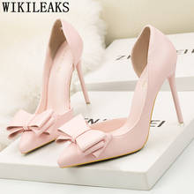 Sapatos rosa de salto alto feminino, sapatos luxuosos de moda para mulheres, estilete, sapato sexy amarelo 2024 - compre barato