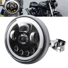 7 Inch Motorcycle LED Headlight Universal Motor 7" Round Head Lamp Retro Black Headlamp for Cafe Racer Bobber Honda GS125 CG125 2024 - buy cheap
