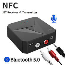 Transmisor y receptor de Audio inalámbrico para coche, Kit de manos libres con micrófono y conector AUX RCA, 5,0mm, NFC, Bluetooth 3,5 2024 - compra barato