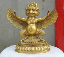 11" China Tibetan Buddhism Bronze Redpoll Winged Garuda Bird Eagle Buddha Statue 2024 - buy cheap