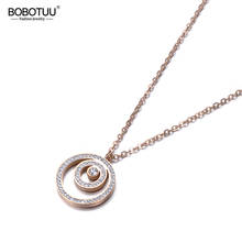 Bobotuu colar com pingente de strass branco 3 círculo em aço inoxidável cor ouro rosa joias presente para garotas e mulheres bn18272 2024 - compre barato