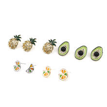 Pendientes de tuerca de la serie Fruit para mujer, joyería de moda, aretes de poste para la oreja, coloridos, piña, aguacate, naranja, 1 par 2024 - compra barato