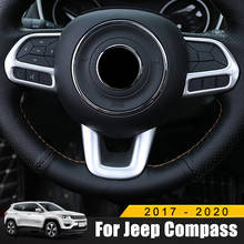Обложка рулевого колеса из хромированного АБС-пластика, отделка, наклейки для Jeep Compass 2017 2018 2019 2020, аксессуары для интерьера 2024 - купить недорого