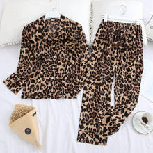 2 Pieces Fashion Ice Silk Satin Pyjamas Set Sleepwear Ladies Pajamas Suit Sexy Long Sleeve Bridal Wedding Gift Homewear Nightgow 2024 - buy cheap