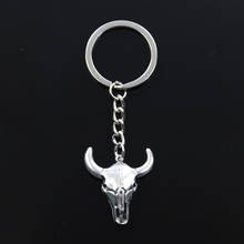 Fashion 3cm Key Ring Metal Key Chain Keychain Jewelry Antique Bronze Silver Color Plated Bull Skull 32x28mm Pendant 2024 - buy cheap