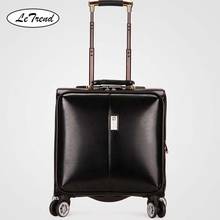 LeTrend Business Rolling Luggage Spinner 18 inch Women Carry on Suitcase Wheels Leisure Trolley PU Leather Students Travel Bags 2024 - buy cheap