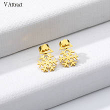 V Attract-pendientes de copo de nieve dorados para Navidad, aretes colgantes geométricos, diseño creativo, joyería de moda de acero inoxidable 2024 - compra barato