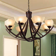 Lámpara de araña de cristal Vintage, iluminación para el hogar de hierro negro, para sala de estar, pasillo, escalera, cocina, E27, 110-240V 2024 - compra barato