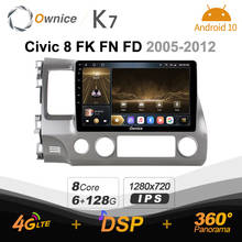 720P K7 Android 10.0 Car Multimedia Radio for  Honda Civic 8 FK FN FD 2005 2008 2009 2010 2012 Video player 6G+128G Coaxial 4G 2024 - buy cheap