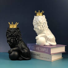 Modern Resin Animal Statue Golden Crown Black Lion Figurine for Home Decoration Accessories for Living Room Desk Home Decor 2024 - buy cheap