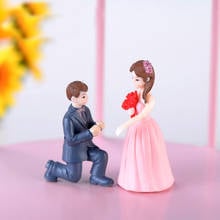 1 Pair Kawaii Propose Marriage Lover Figurines Wedding Doll Miniatures Couple Models DIY PVC Craft Ornament Garden Decoration 2024 - buy cheap