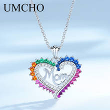 UMCHO-collar con colgante de plata de ley 925 para mujer, accesorio colorido con forma de corazón de mamá, con cadena 2024 - compra barato