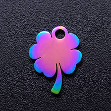 5pcs/lot 100% Stainless Steel Lucky Four Flower diy Charms With Rainbow Plated Wholesale For Earring Making Never Tarnish 2024 - buy cheap