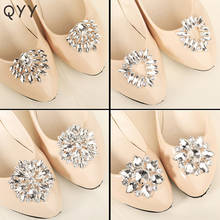 Qyy fivela de sapato feminina, acessório com flor de cristal austríaco para sapato de noiva e casamento, joias para presentes 2024 - compre barato