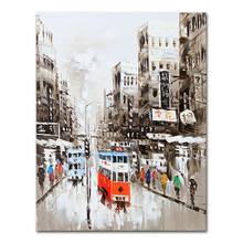 Mintura Hand Painted Hong Kong City Landscape Oil Painting On Canvas Modern Abastrct Wall Art Picture For Living Room Home Decor 2024 - buy cheap