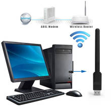 Wi-Fi USB-адаптер MT7601 150 Мбит/с USB 2.0 Wi-Fi беспроводная сетевая карта 802,11 B / g / n адаптер LAN с поворотной антенной 2024 - купить недорого