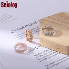 Seialoy Fashion Shiny Crystal Daisy Flower Rings For Women Men Original Rose Gold Silver Color Friendship Ring Jewelry Gift 2024 - buy cheap