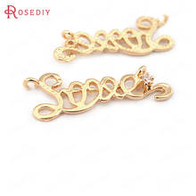 (33674)6PCS 21*8MM 24K Gold Color Brass with Zircon Letter Charms Pendants High Quality Diy Jewelry Findings Accessories 2024 - buy cheap